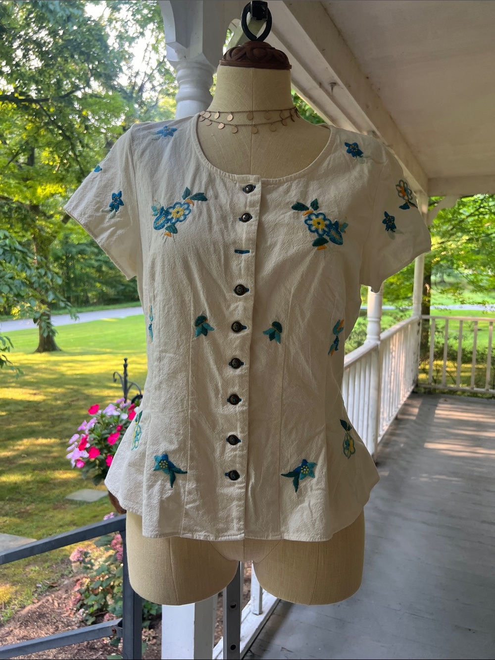 Free People White Embroidered Lightweight Peplum Blouse - White